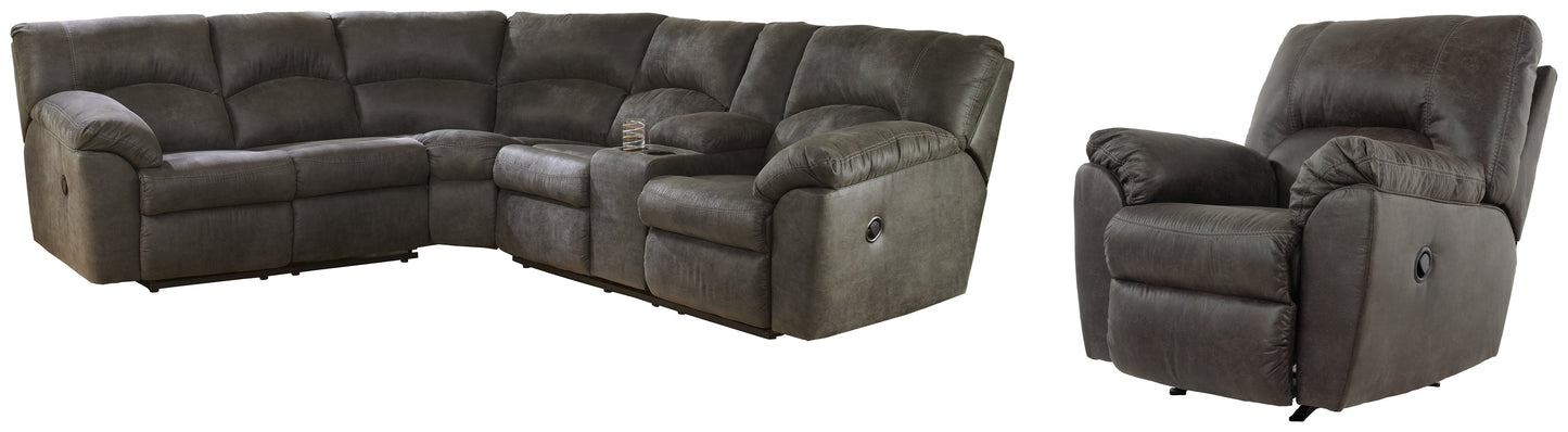 Tambo Pewter 2-Piece Sectional with Recliner