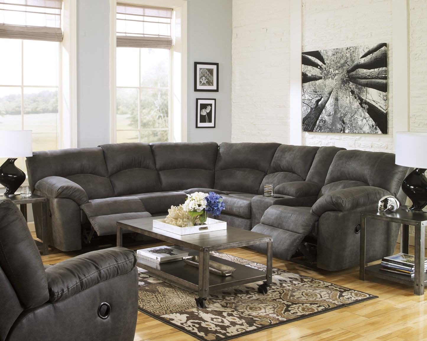 Tambo Pewter 2-Piece Sectional with Recliner