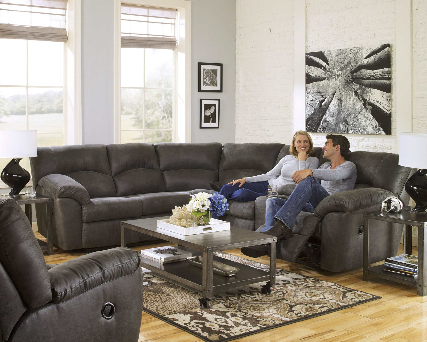 Tambo Faux Leather 2pc Manual Reclining Sectional