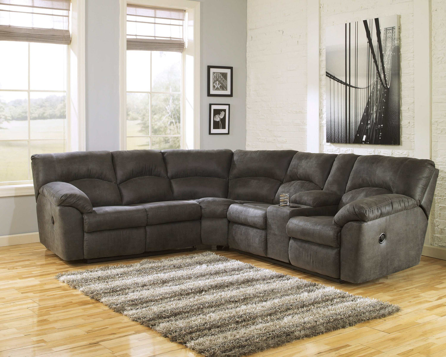 Tambo Faux Leather 2pc Manual Reclining Sectional