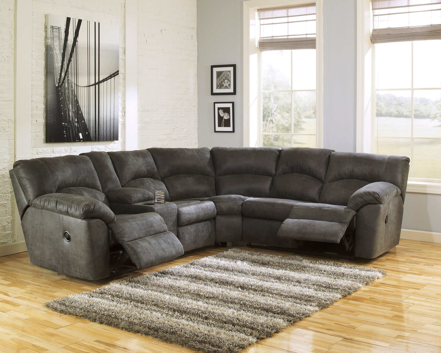 Tambo Faux Leather 2pc Manual Reclining Sectional