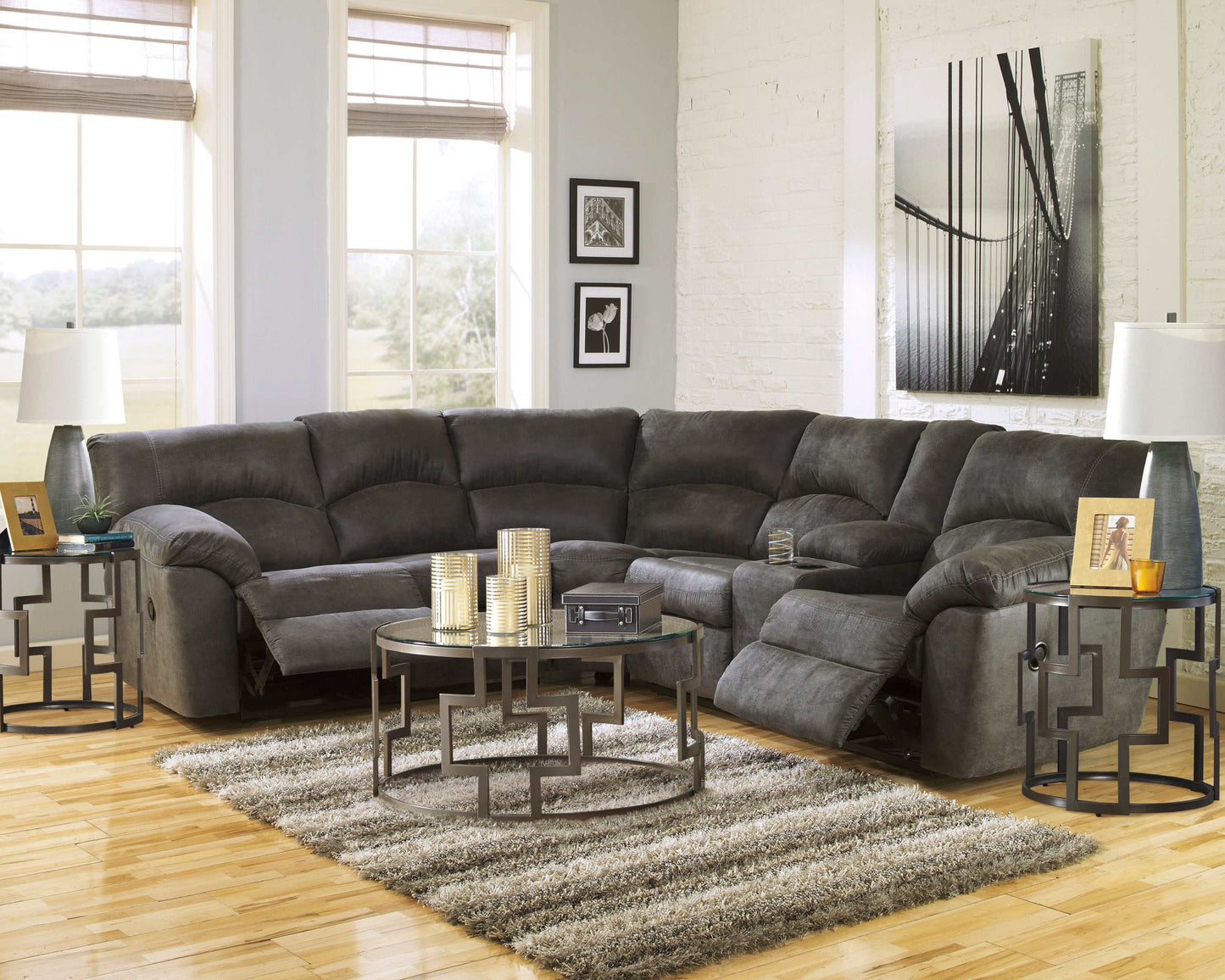 Tambo Faux Leather 2pc Manual Reclining Sectional