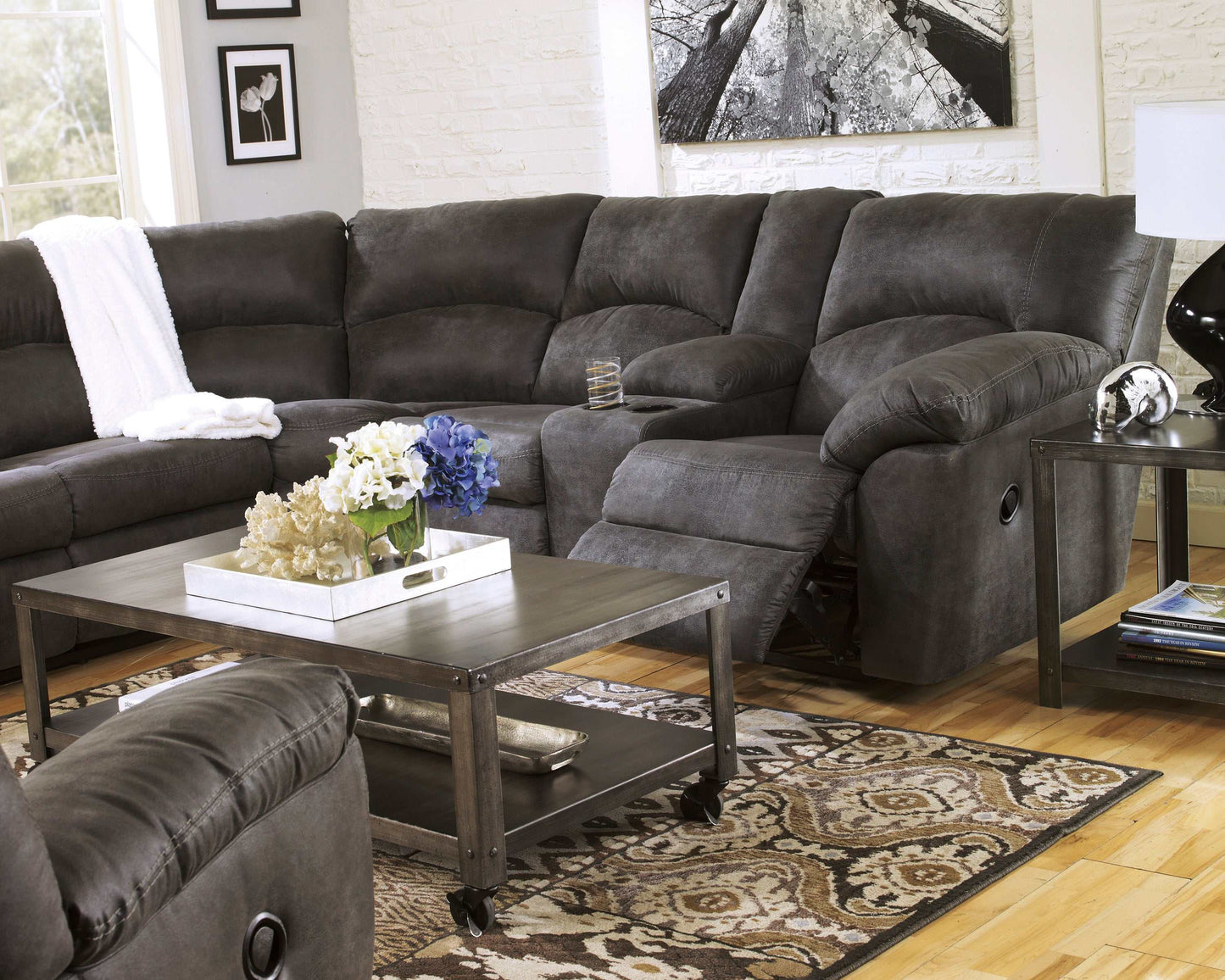 Tambo Faux Leather 2pc Manual Reclining Sectional