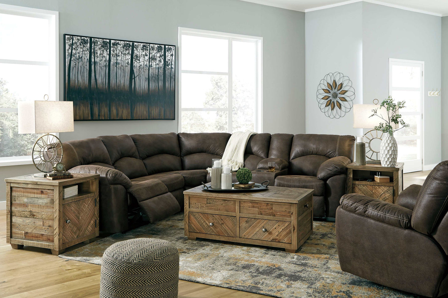 Tambo Faux Leather 2pc Manual Reclining Sectional