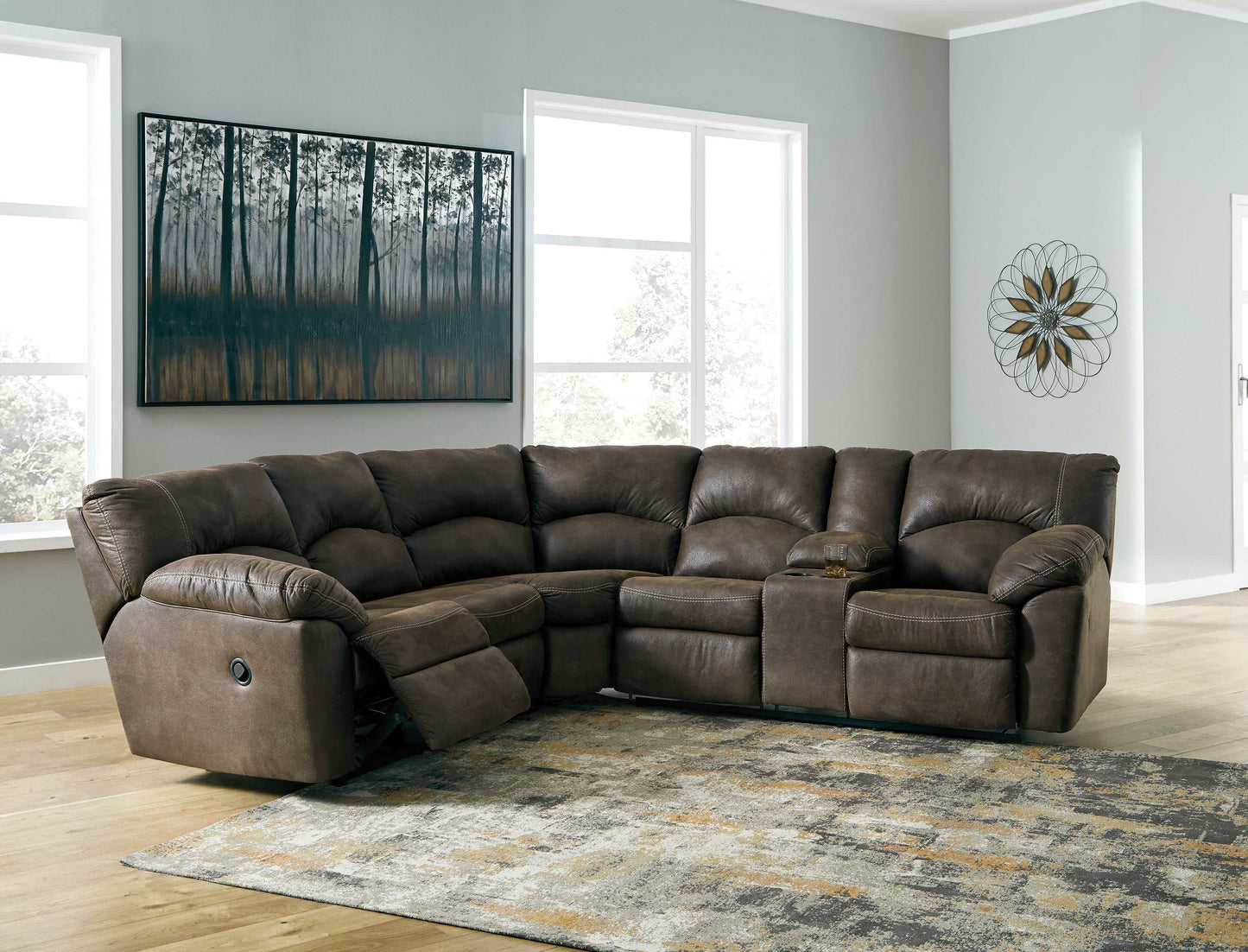 Tambo Faux Leather 2pc Manual Reclining Sectional