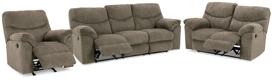 Alphons Putty Reclining Sofa, Loveseat and Recliner