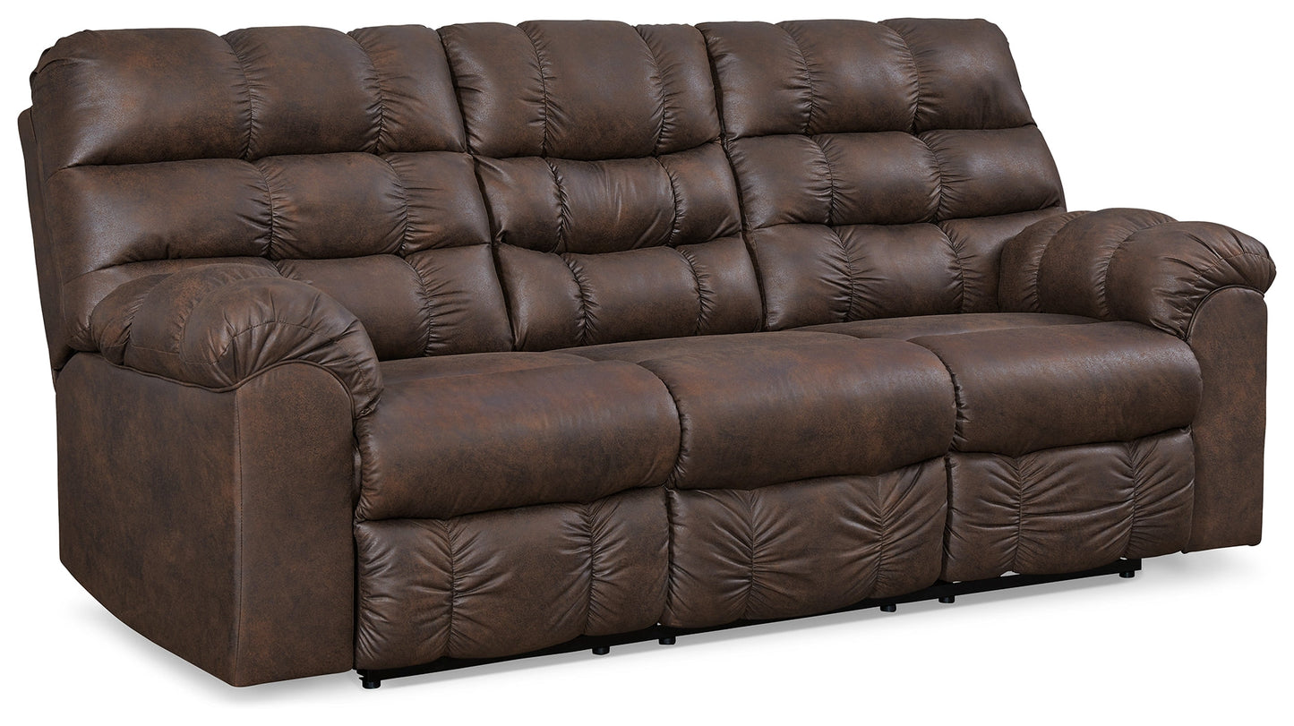 Derwin Nut Reclining Sofa, Loveseat and Recliner