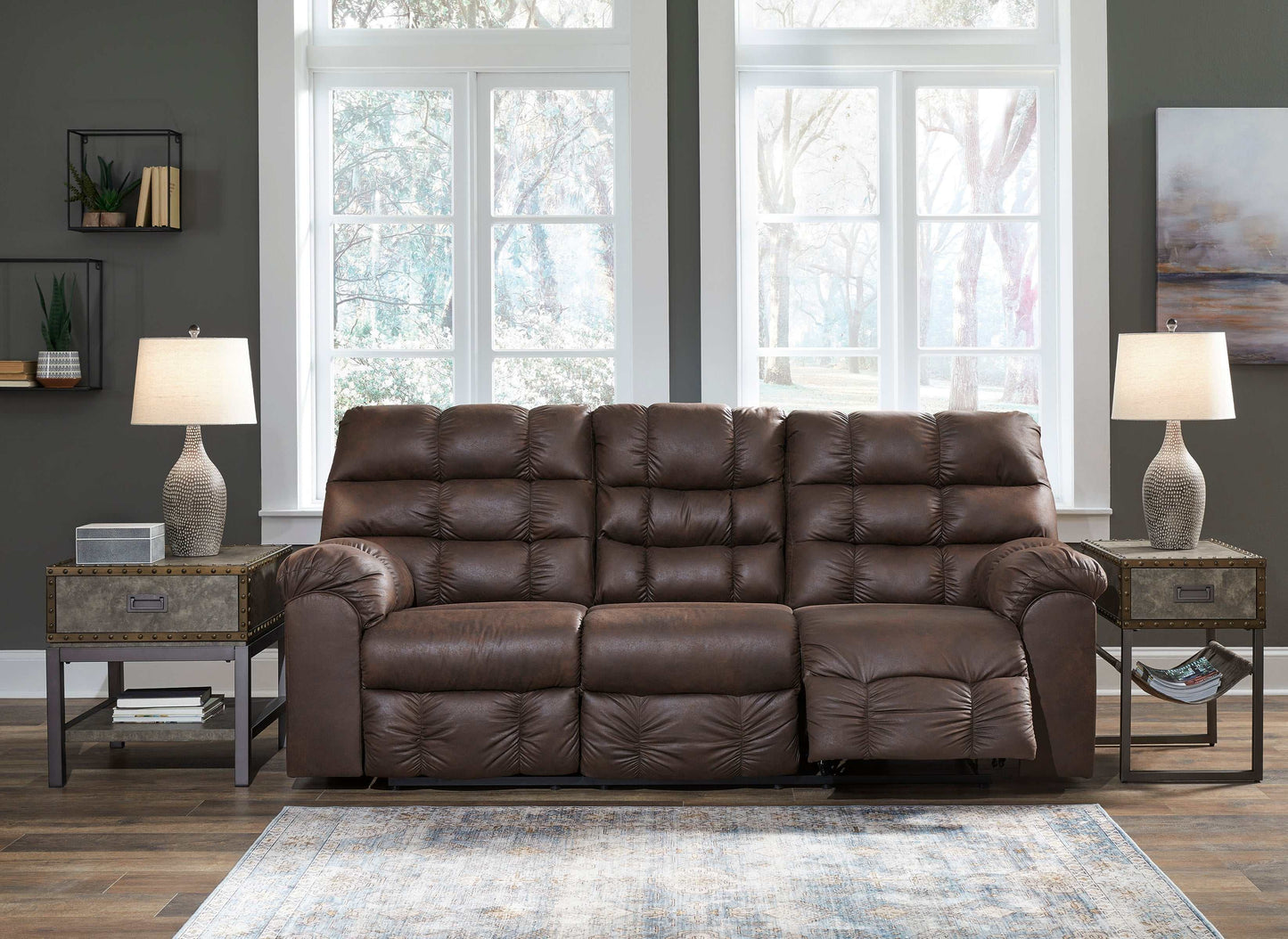 Derwin Nut Manual Reclining Living Room Set / 2pc