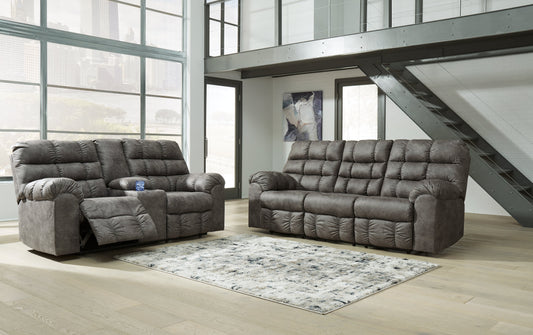 Derwin Concrete Reclining Sofa and Loveseat