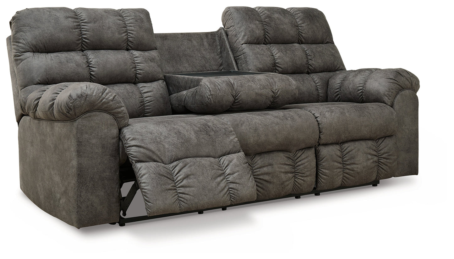 Derwin Concrete Reclining Sofa with Drop Down Table