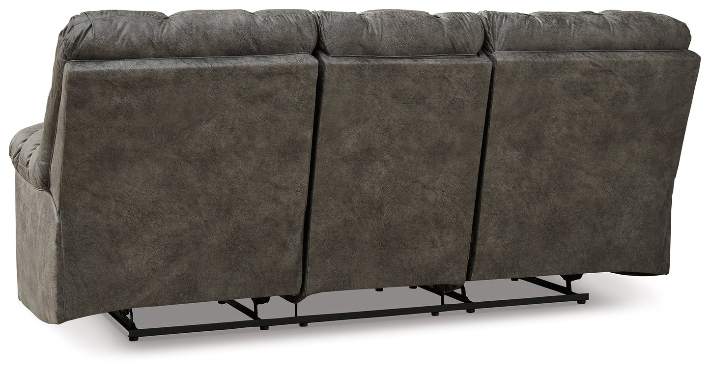 Derwin Concrete Reclining Sofa with Drop Down Table