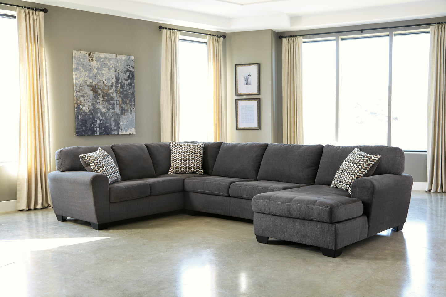 Ambee Gray 3-Piece Sectional with Chaise and Ottoman