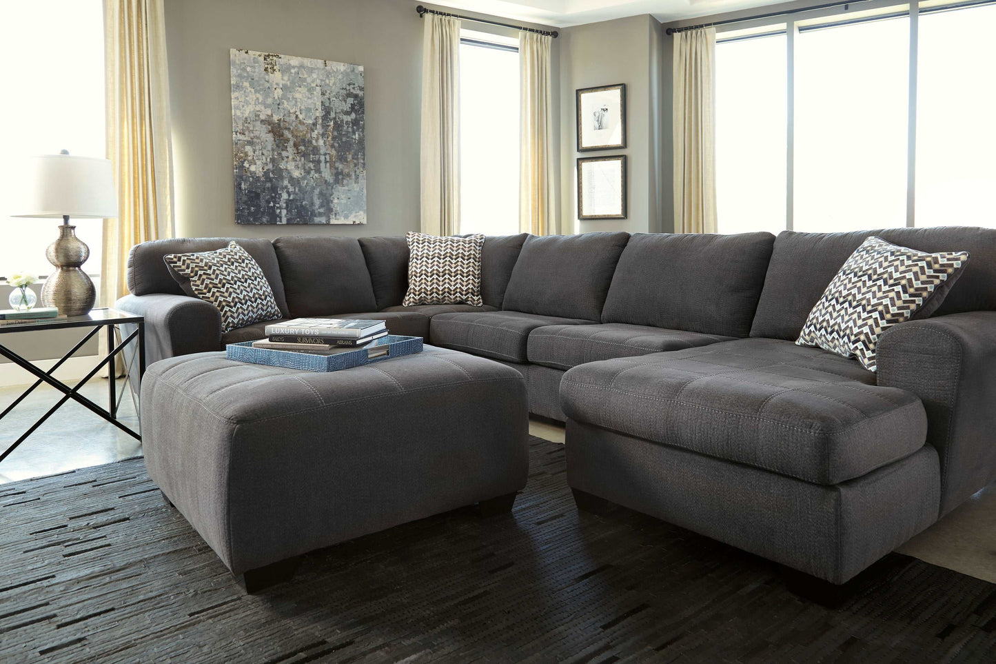 Ambee Slate 3pc Sectional w/ Chaise