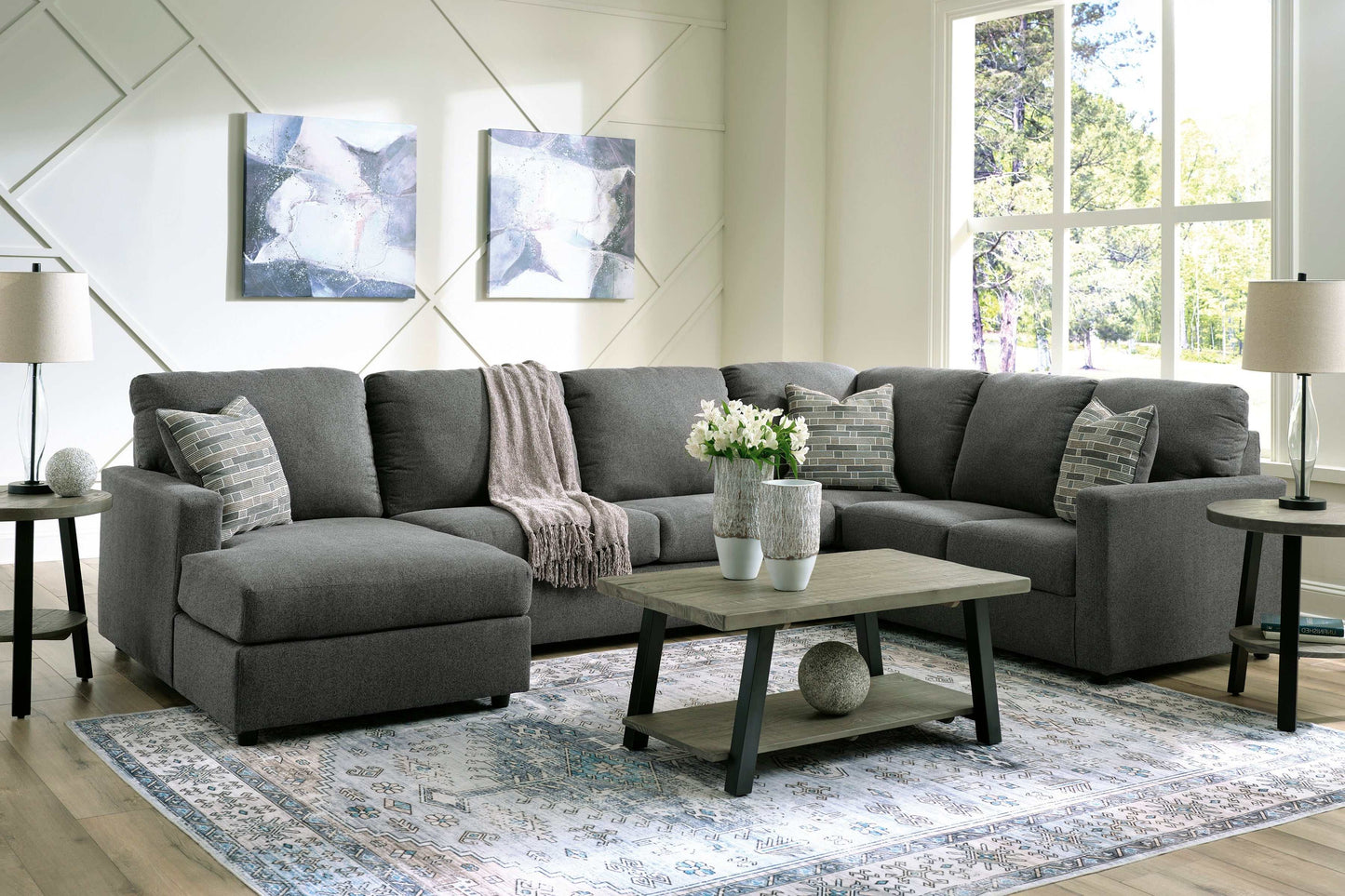 Edenfield Charcoal 3pc Sectional w/ Chaise