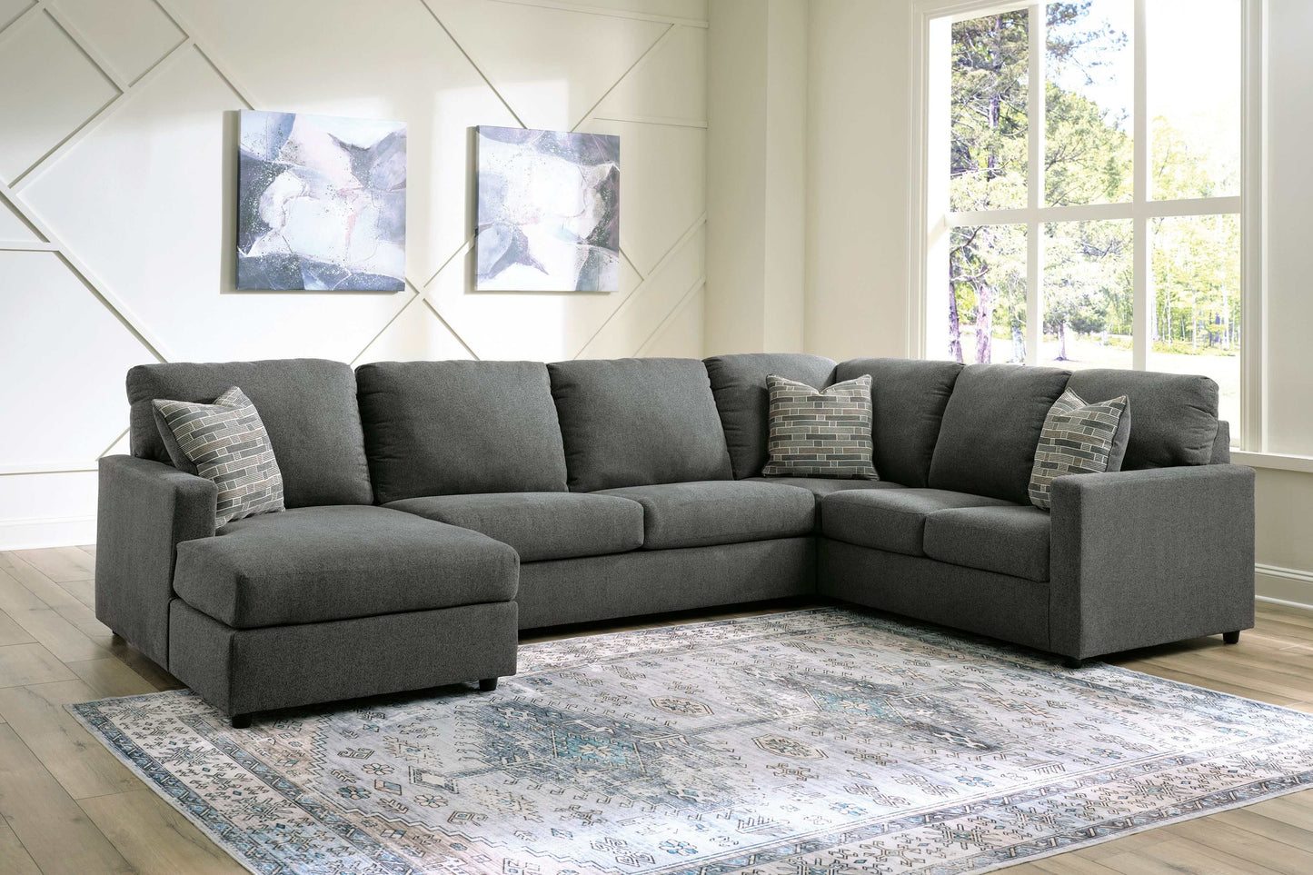 Edenfield Charcoal 3pc Sectional w/ Chaise