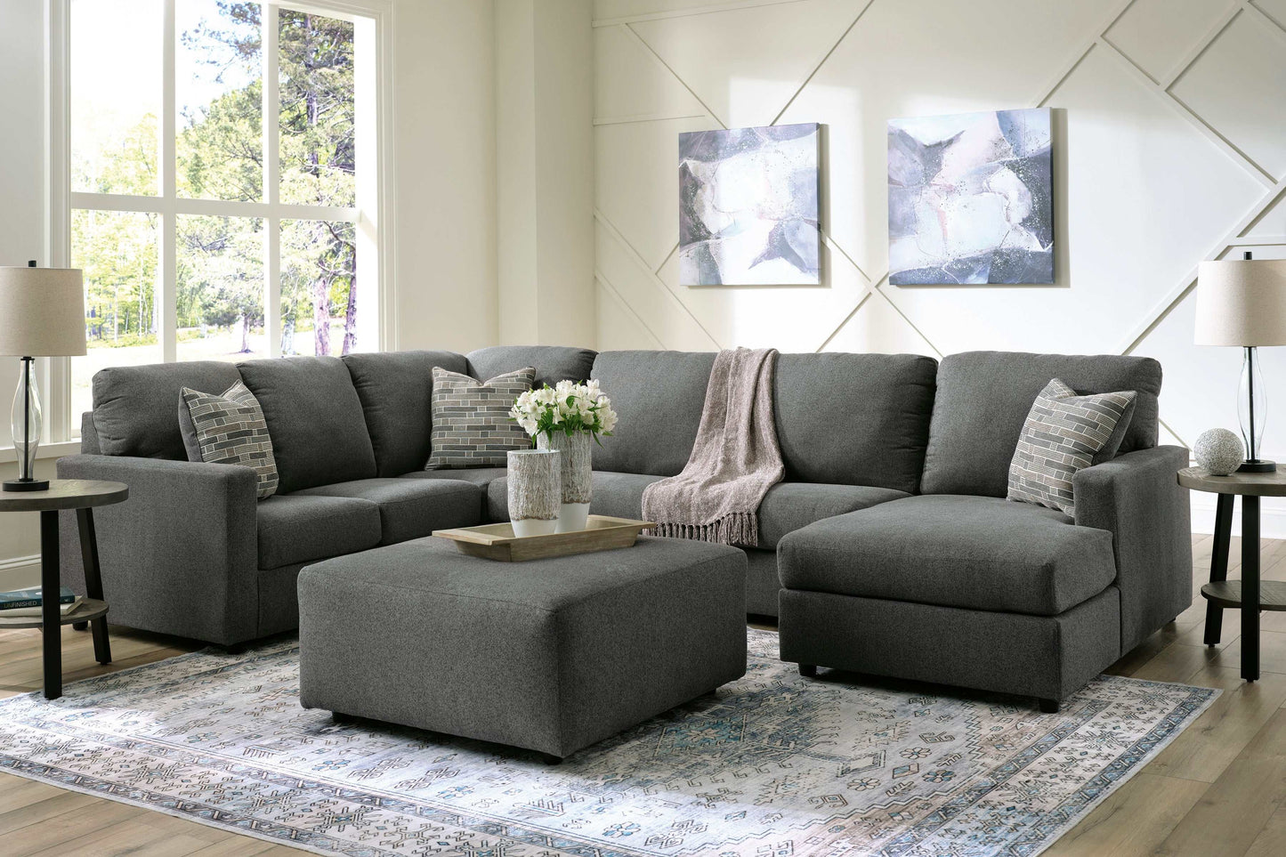 Edenfield Charcoal 3pc Sectional w/ Chaise