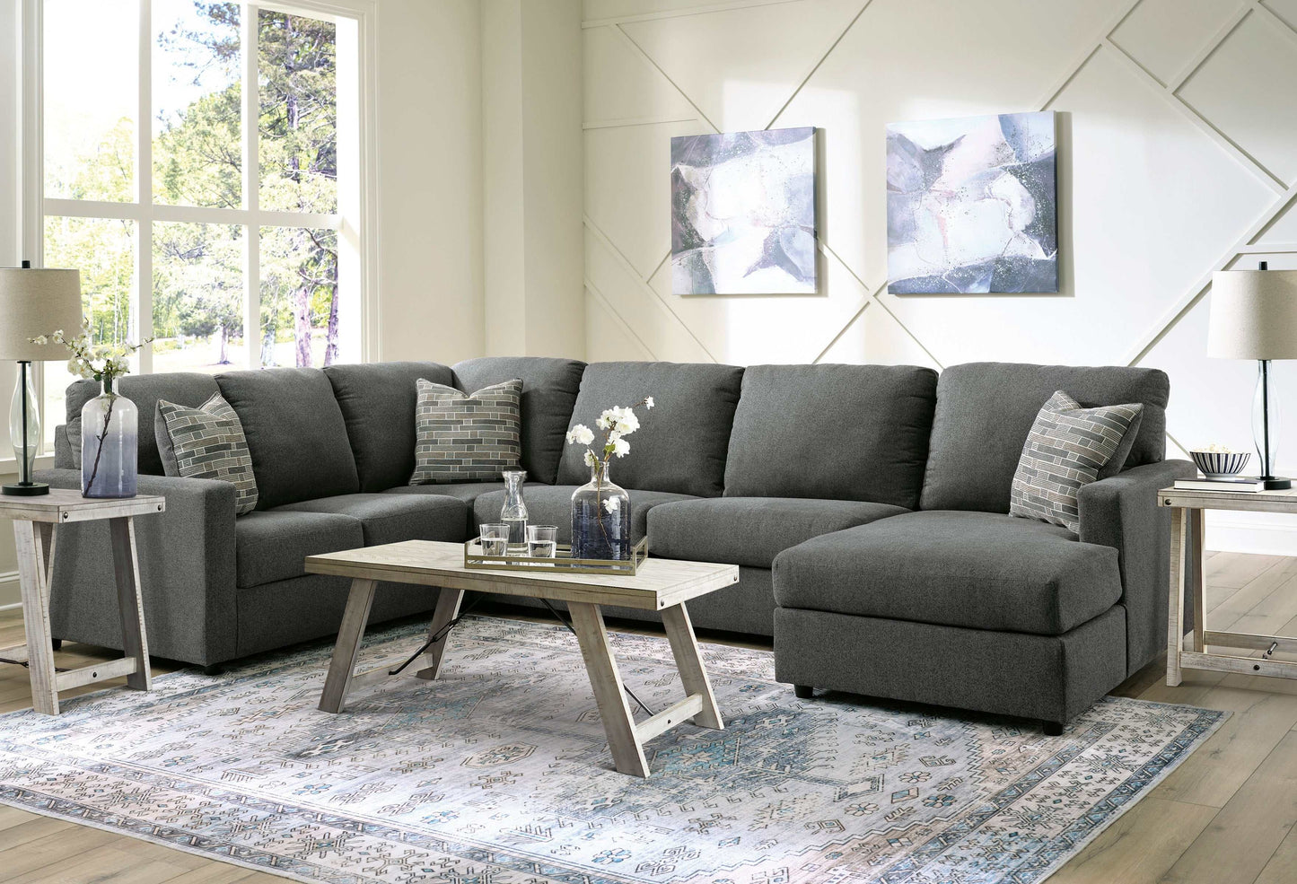 Edenfield Charcoal 3pc Sectional w/ Chaise