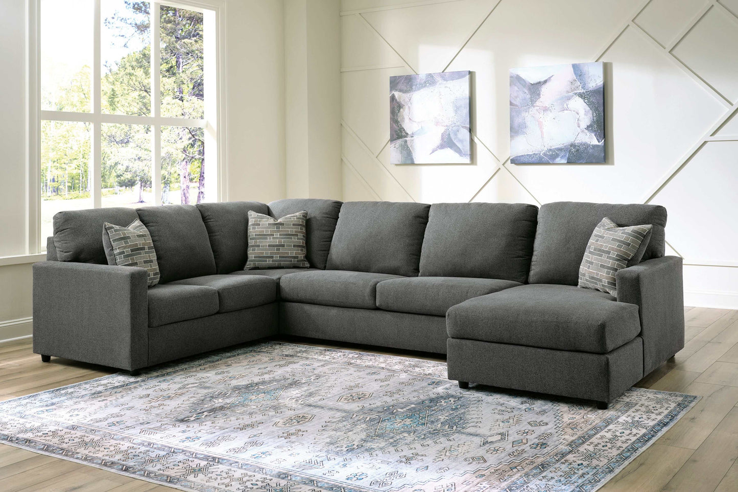 Edenfield Charcoal 3pc Sectional w/ Chaise