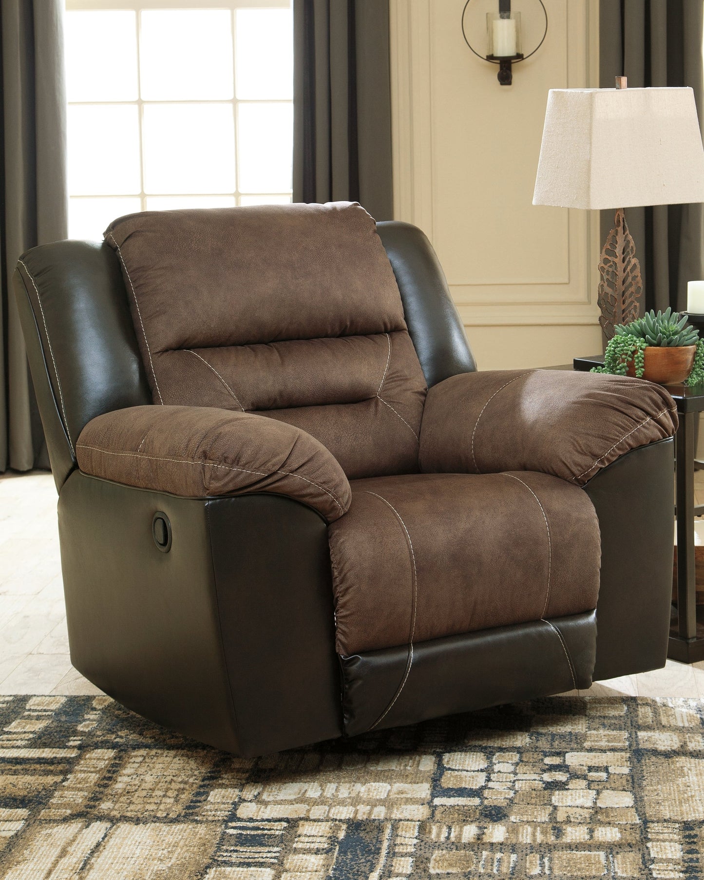 Earhart Chestnut Reclining Sofa and Recliner