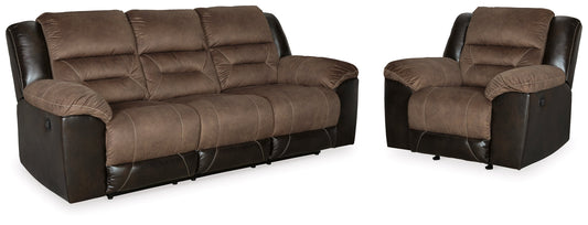 Earhart Chestnut Reclining Sofa and Recliner