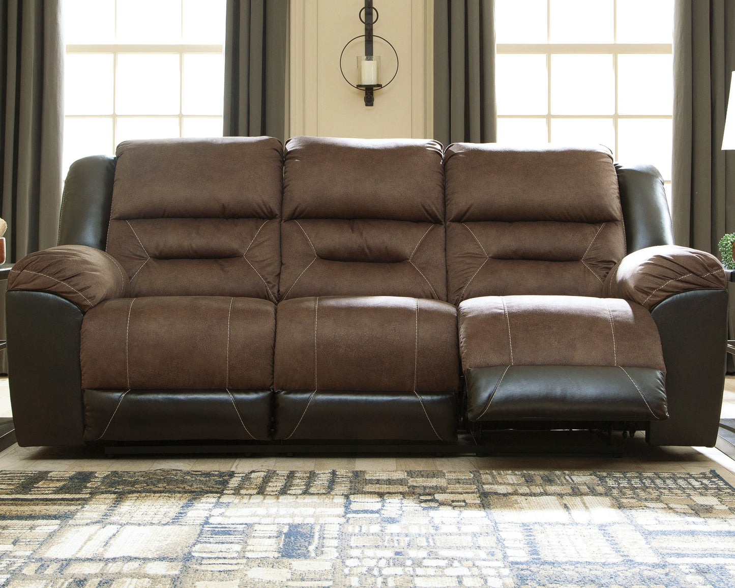 Earhart Chestnut Reclining Sofa and Recliner