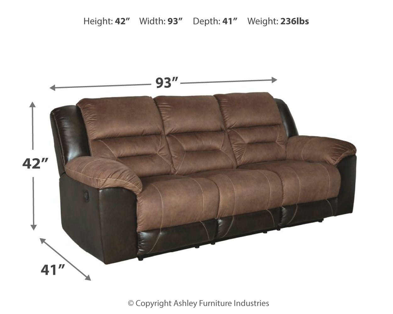 Earhart Chestnut Reclining Sofa and Recliner