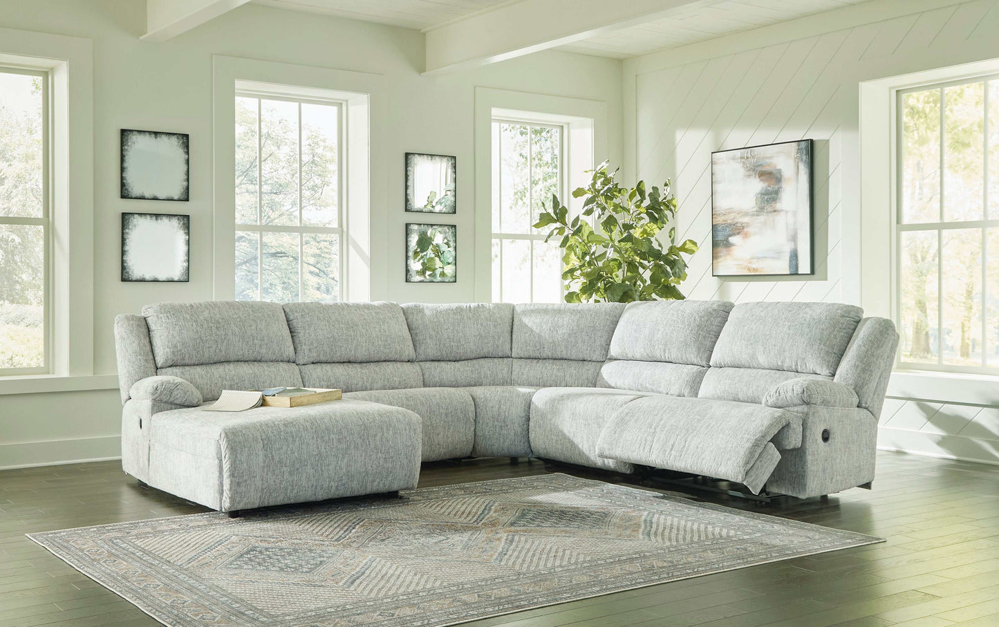 McClelland Gray 5pcs Manual Reclining Sectional w/ LAF Chaise