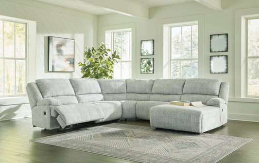 McClelland Gray 5pcs Manual Reclining Sectional w/ RAF Chaise