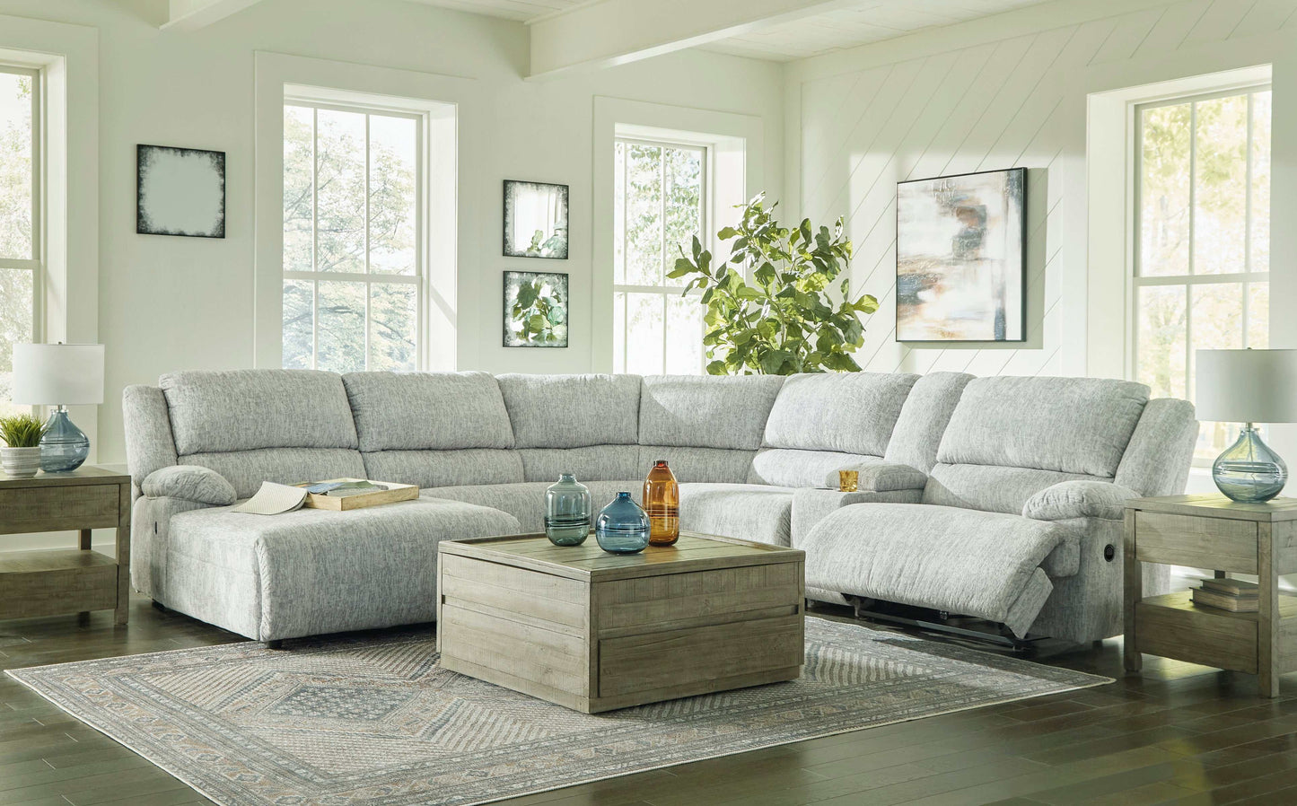 McClelland Gray 6pcs Manual Reclining Sectional w/ LAF Chaise