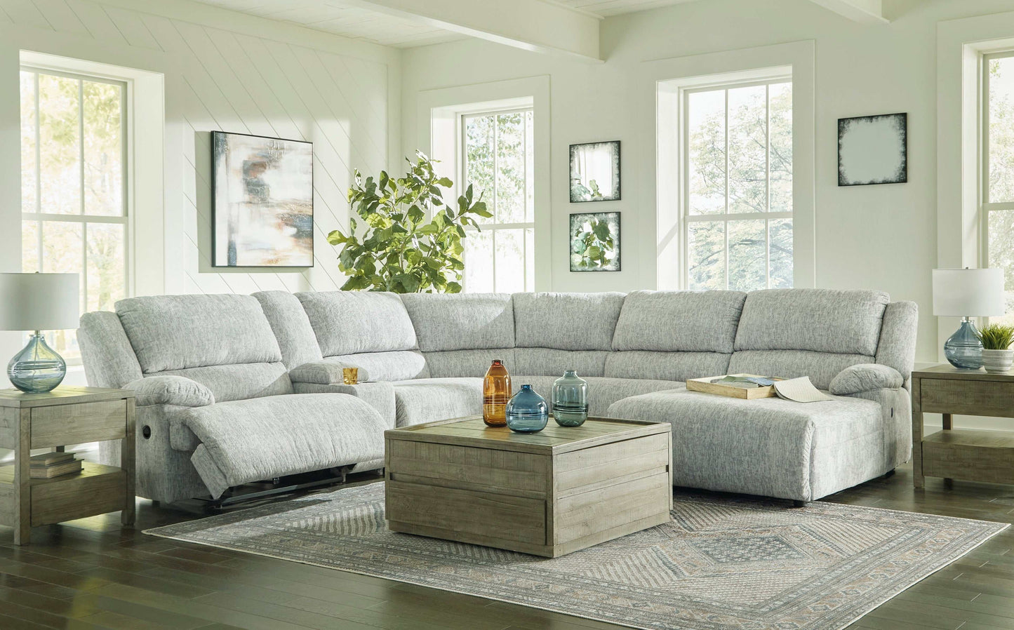 McClelland Gray 6pcs Manual Reclining Sectional w/ RAF Chaise