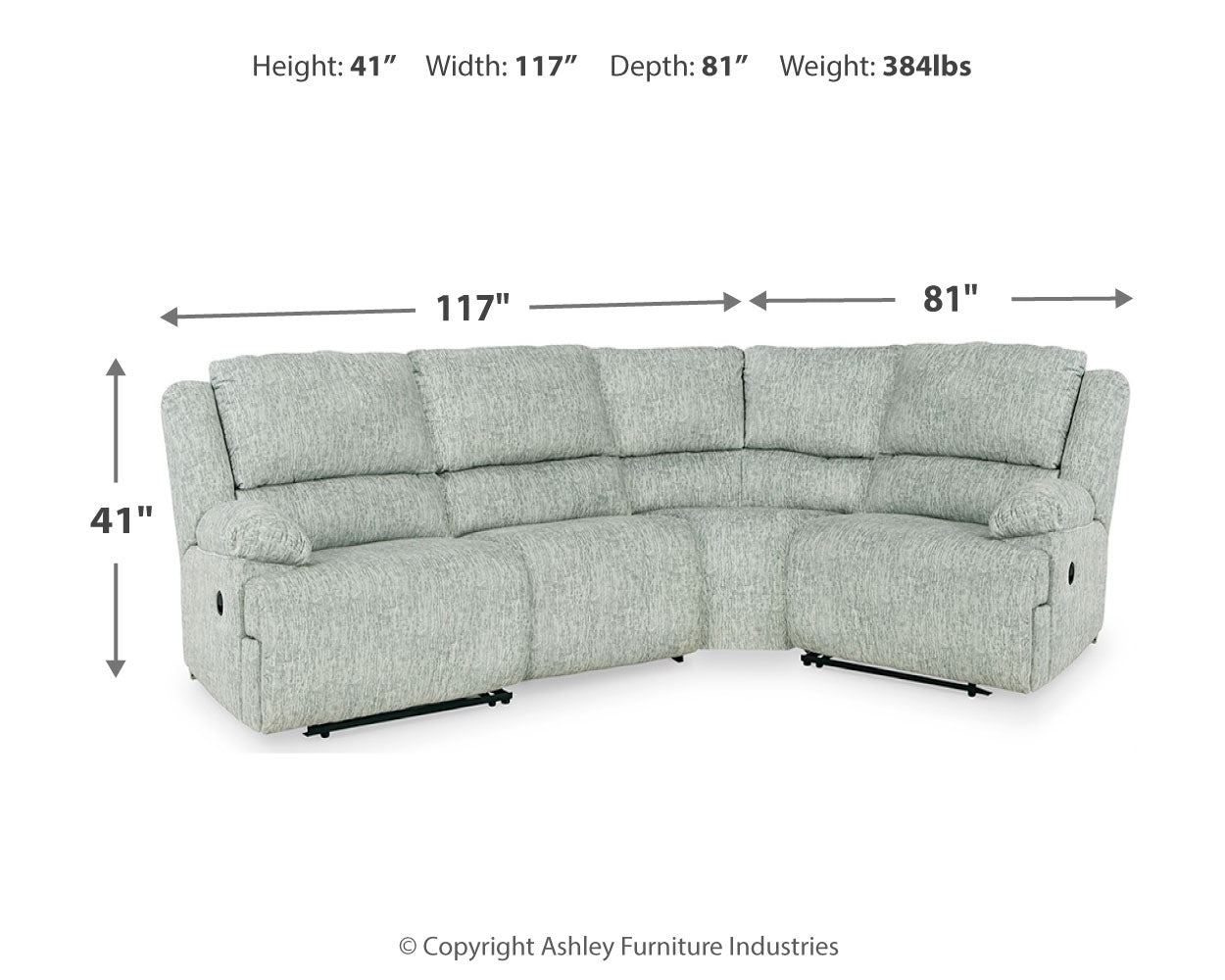 McClelland Gray 4-Piece Reclining Sectional and Oversized Recliner