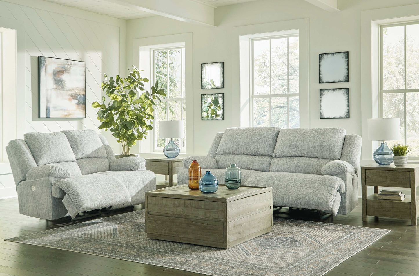 McClelland Gray Power Reclining Sofa & Loveseat / 2pcs Set