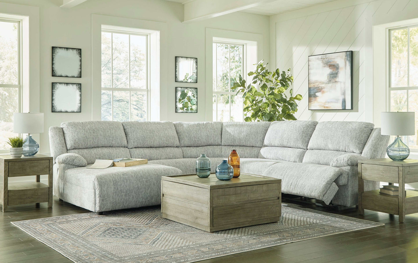 McClelland Gray 5pcs Power Reclining Sectional w/ LAF Chaise