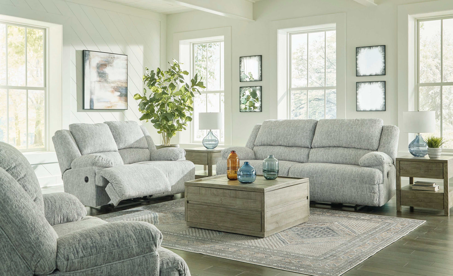 McClelland Gray Manual Reclining Sofa & Loveseat / 2pcs Set