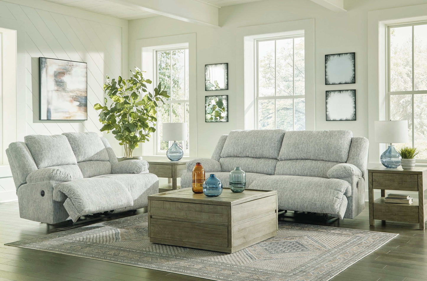 McClelland Gray Manual Reclining Sofa & Loveseat / 2pcs Set