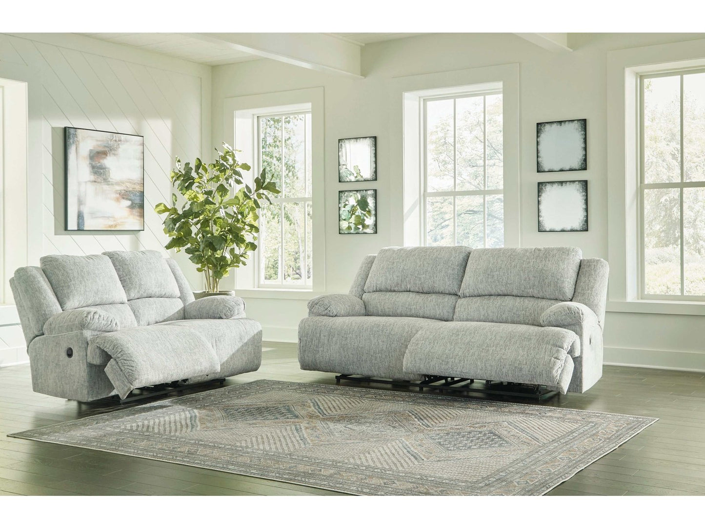 McClelland Gray Manual Reclining Sofa & Loveseat / 2pcs Set