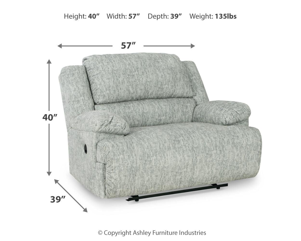 McClelland Gray 4-Piece Reclining Sectional and Oversized Recliner