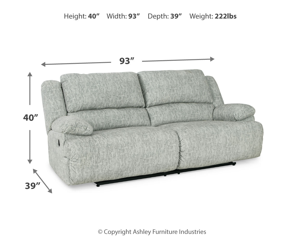 McClelland Gray Reclining Sofa, Loveseat and Recliner