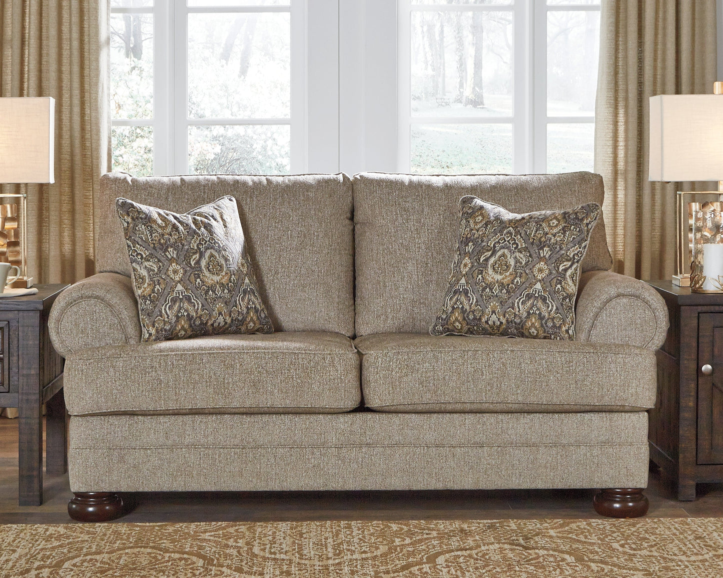 Kananwood Oatmeal Loveseat with Oversized Chair and Ottoman