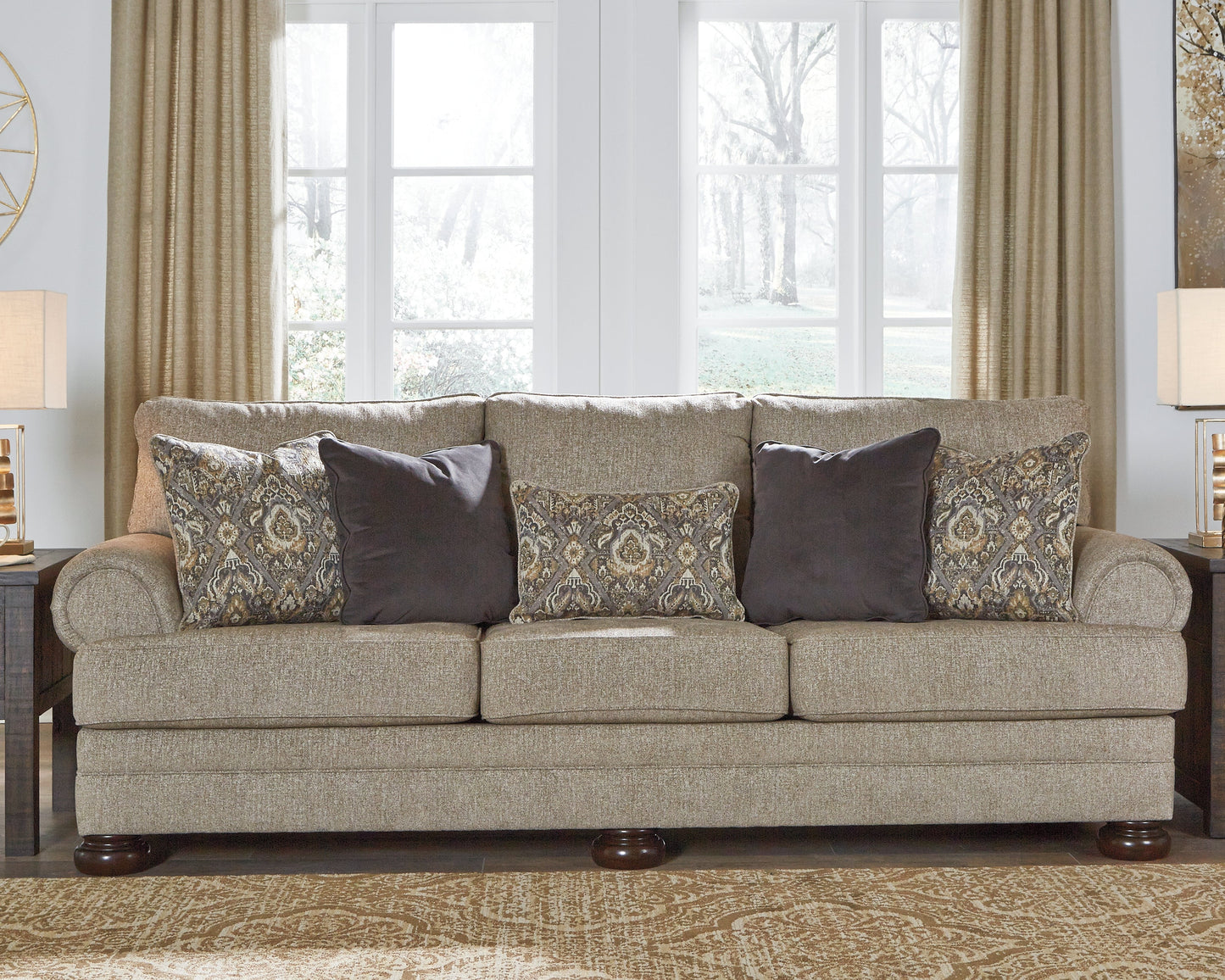 Kananwood Oatmeal Sofa, Loveseat, Oversized Chair and Ottoman