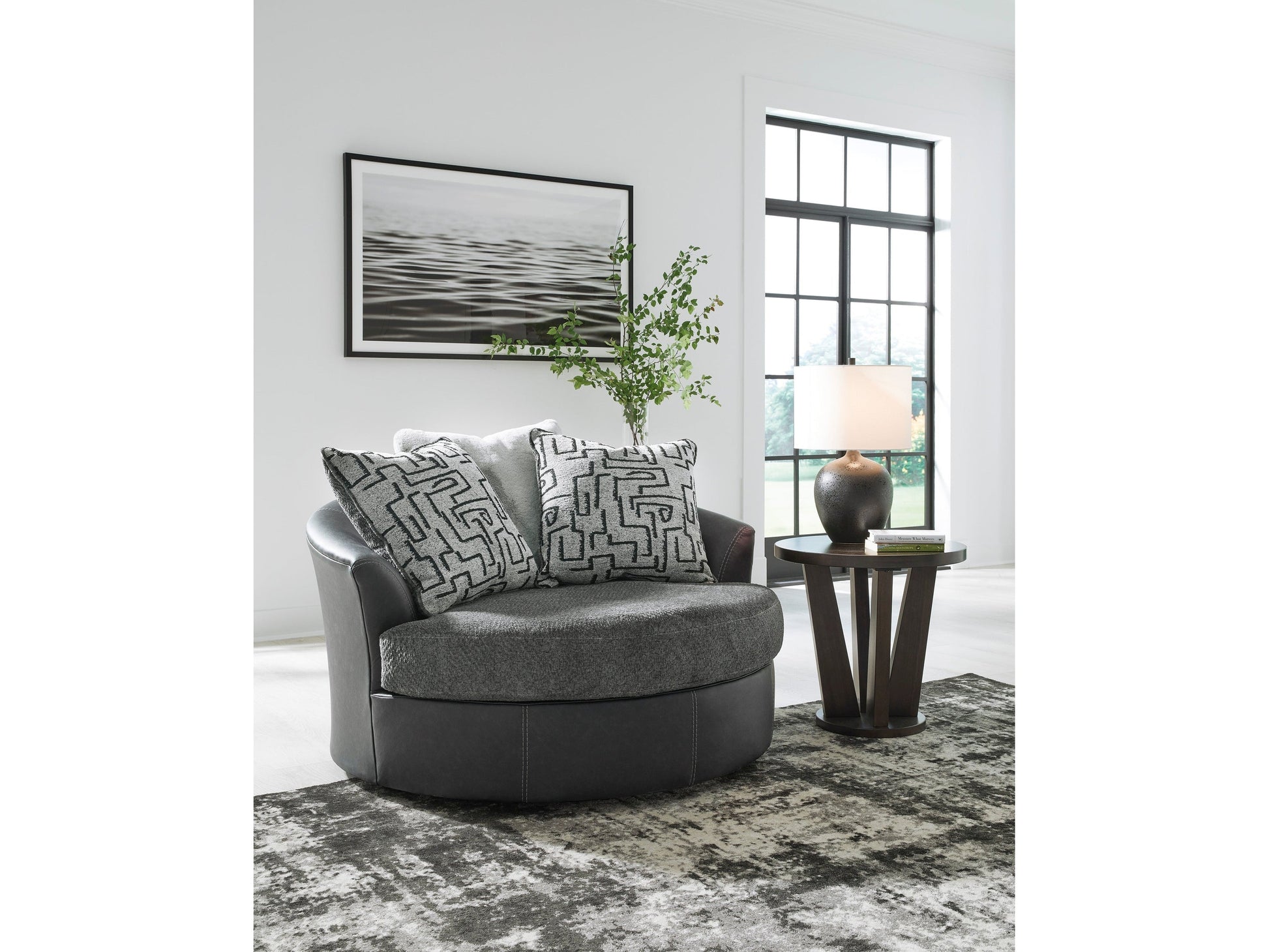 Brixley Pier Graphite Oversized Swivel Accent Chair - Ornate Home