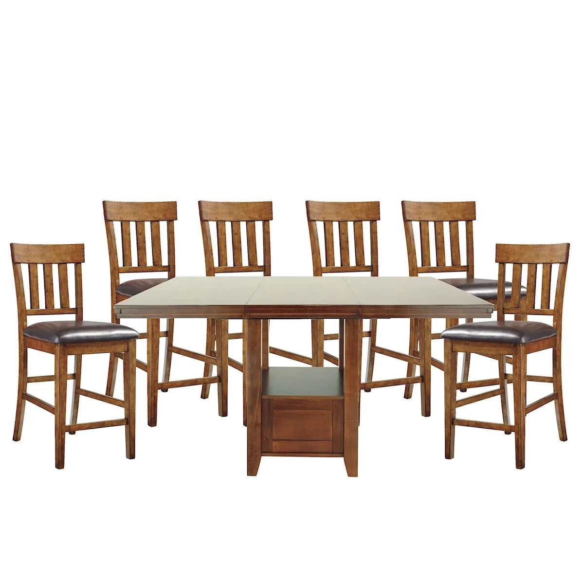 Ralene Medium Brown Counter Height Dining Room Set / 7pc