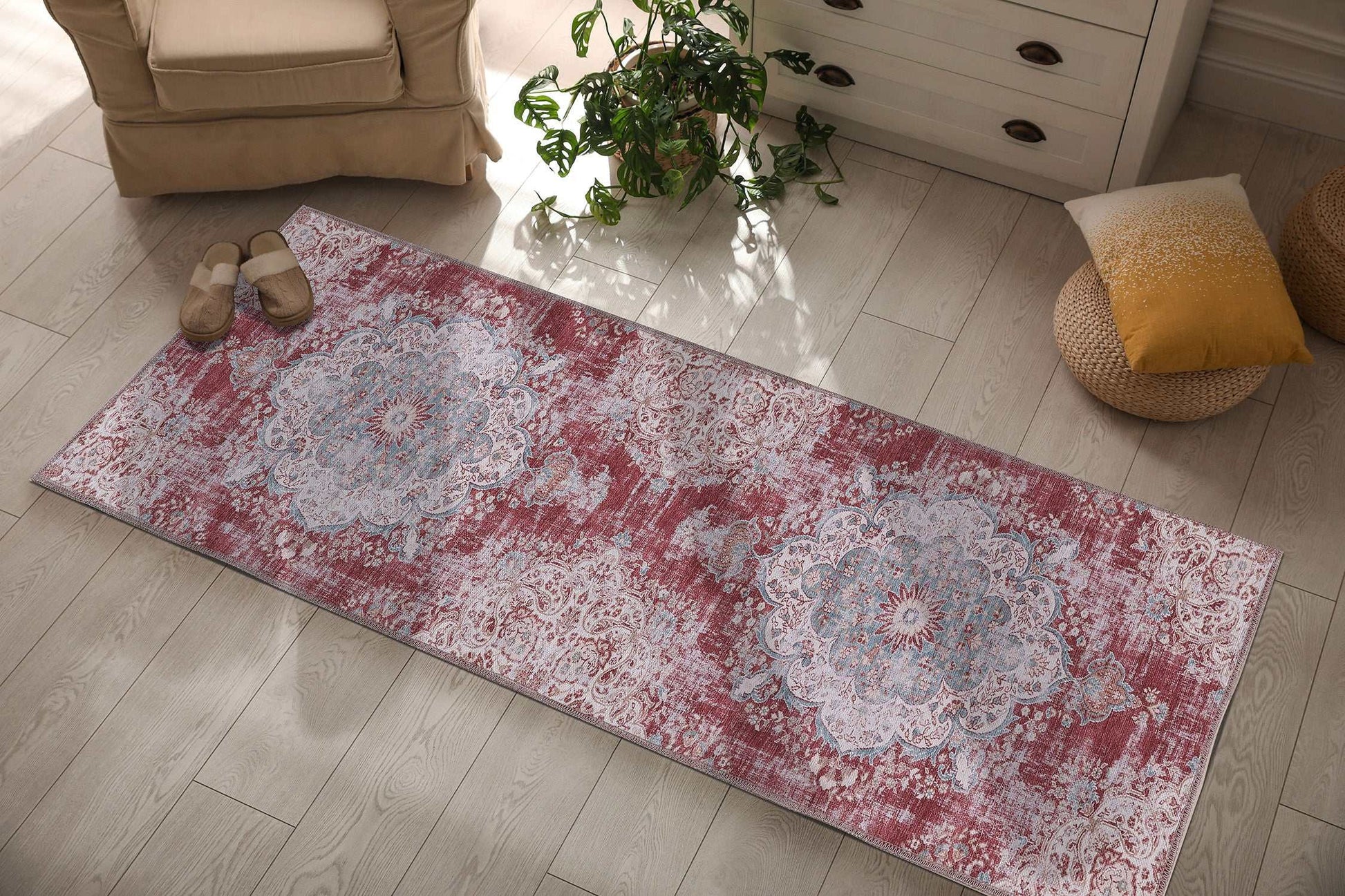 Rain Rust Red Modern Bohemian NonSlip Indoor Area Rugs - Ornate Home