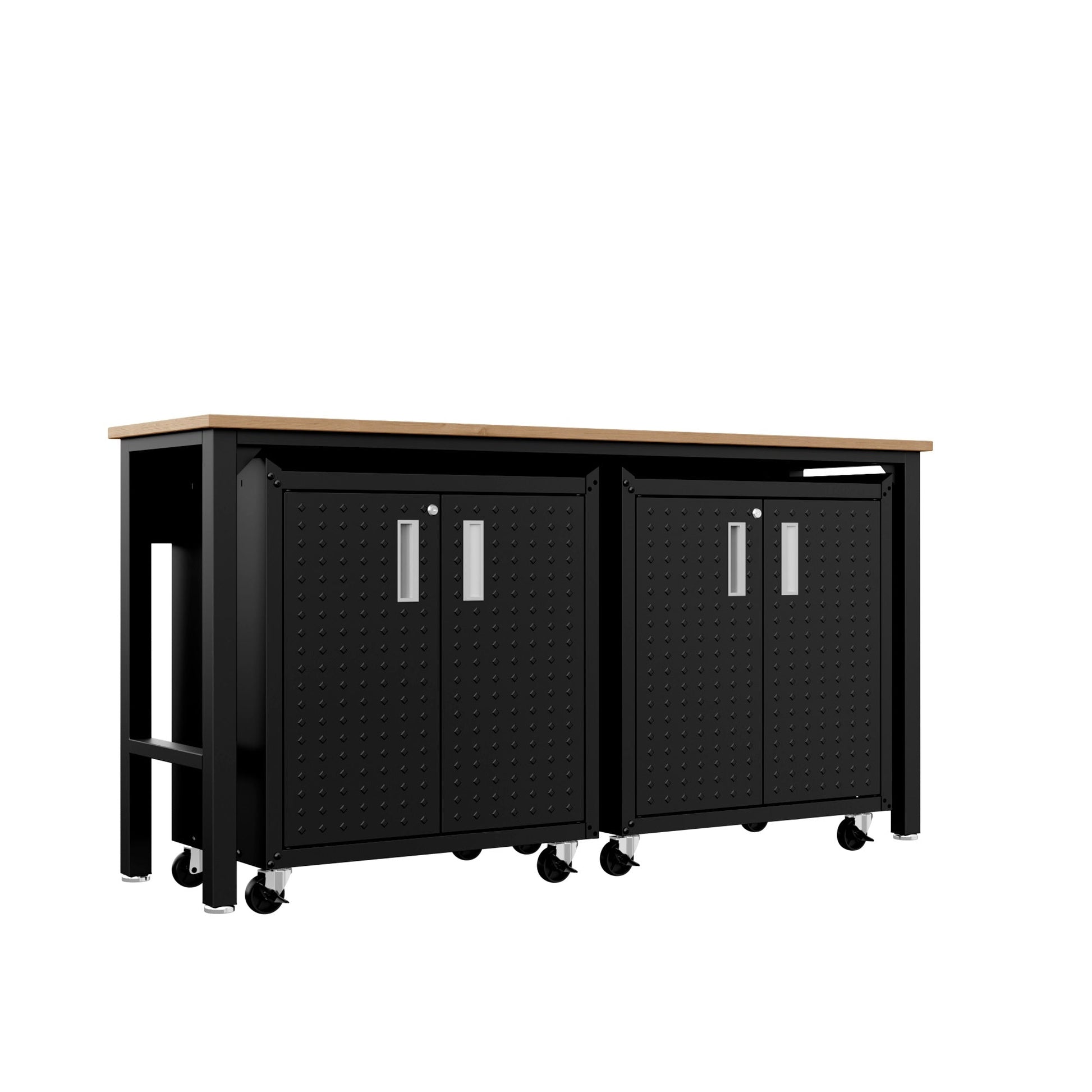 3-Piece Fortress Mobile Space-Saving Garage Cabinet and Worktable 1.0 in Charcoal Grey - Ornate Home