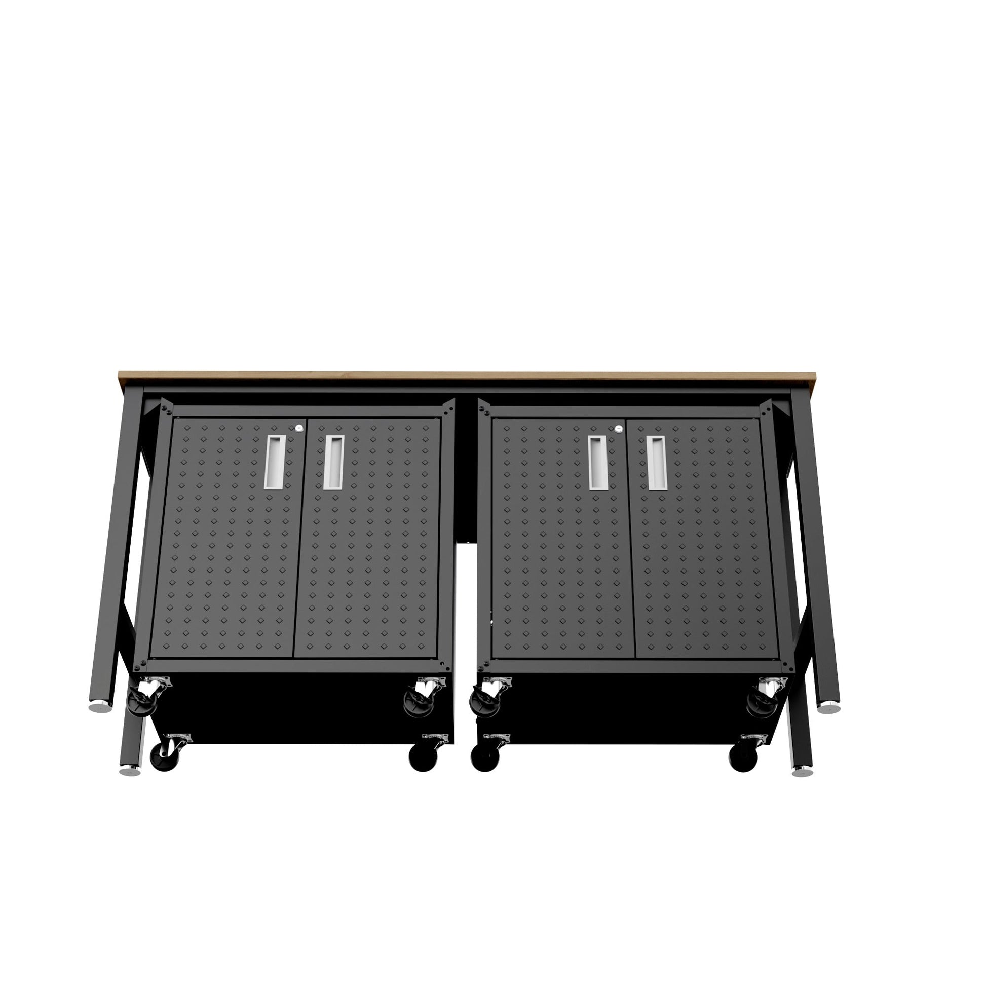 3-Piece Fortress Mobile Space-Saving Garage Cabinet and Worktable 1.0 in Charcoal Grey - Ornate Home