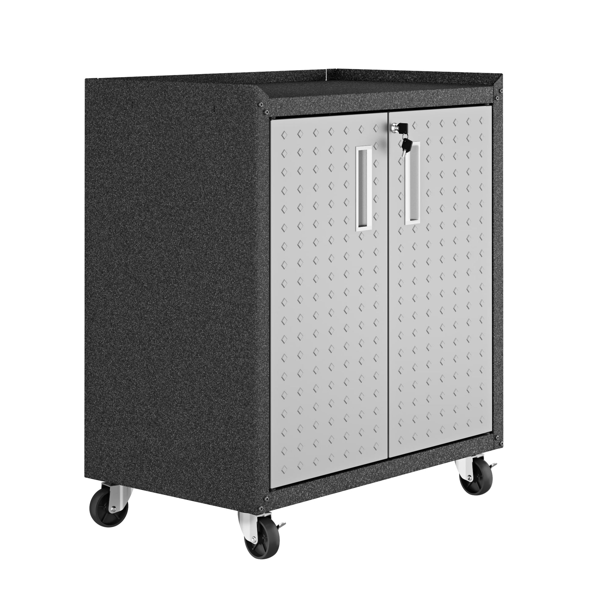 3-Piece Fortress Mobile Space-Saving Garage Cabinet and Worktable 1.0 in Grey - Ornate Home