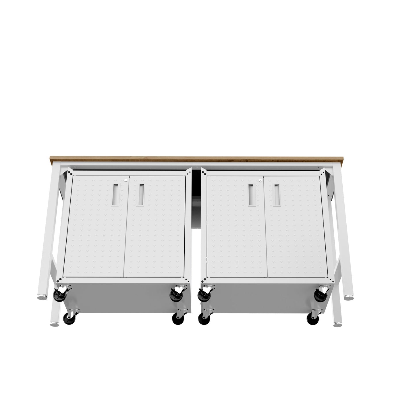 3-Piece Fortress Mobile Space-Saving Garage Cabinet and Worktable 1.0 in White - Ornate Home