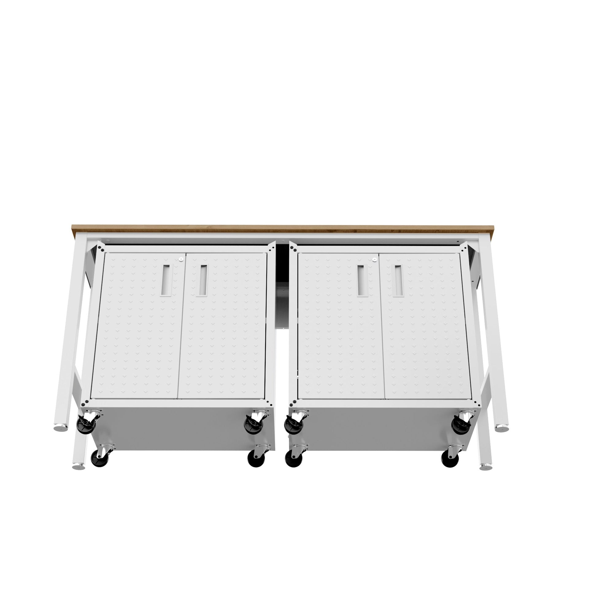 3-Piece Fortress Mobile Space-Saving Garage Cabinet and Worktable 1.0 in White - Ornate Home