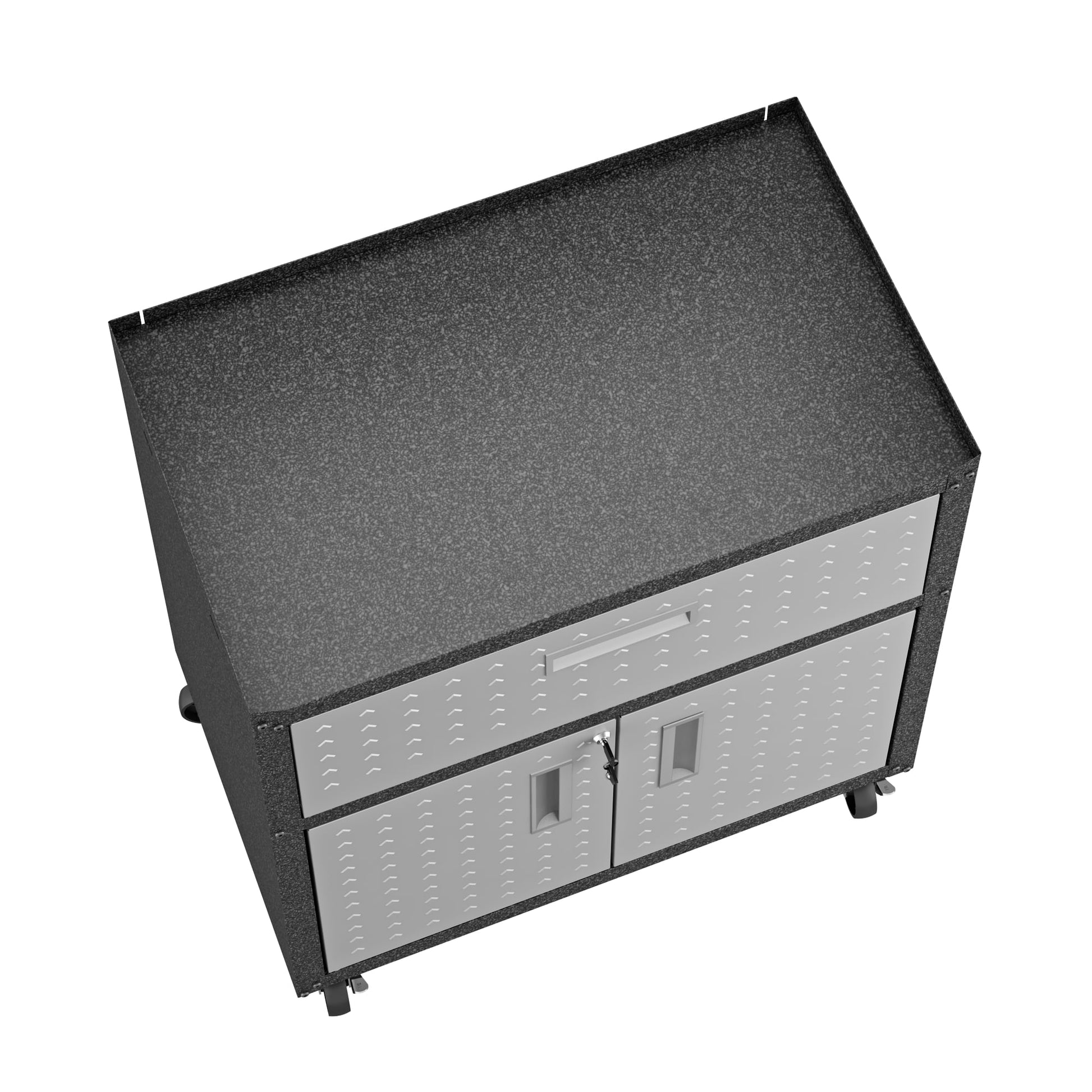 3-Piece Fortress Mobile Space-Saving Garage Cabinet and Worktable 2.0 in Grey - Ornate Home