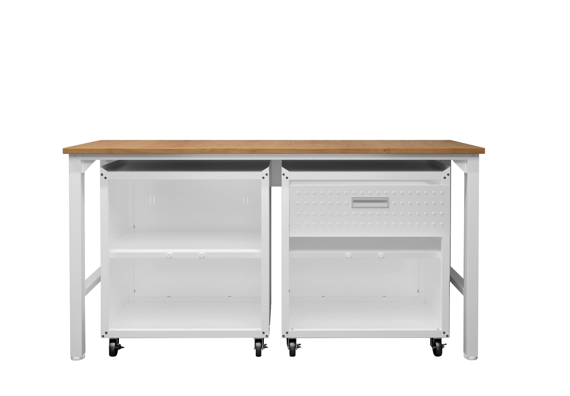 3-Piece Fortress Mobile Space-Saving Garage Cabinet and Worktable 2.0 in White - Ornate Home
